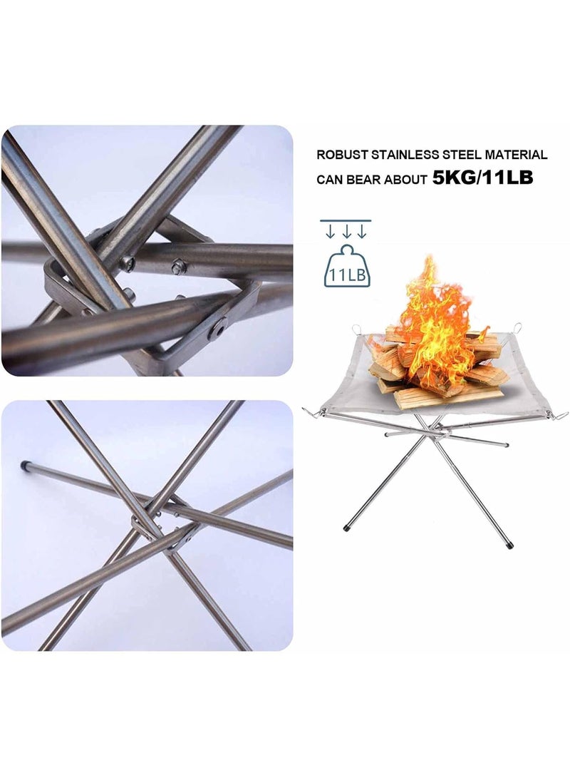 BlueFire Portable Fire Pit for Outdoor Camping & Backyard | 304 Stainless Steel Folding Fireplace with Carrying Bag | Mesh Fire Bowl for BBQ, Bonfire, Patio & Garden Heating | Lightweight, 5kg Load, Easy Assembly (42cm & 56cm Sizes) - Image 3